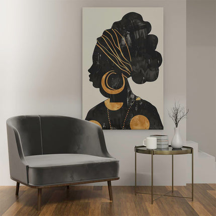 Canvas schilderij interieur Silhouet van een Afrikaanse Vrouw