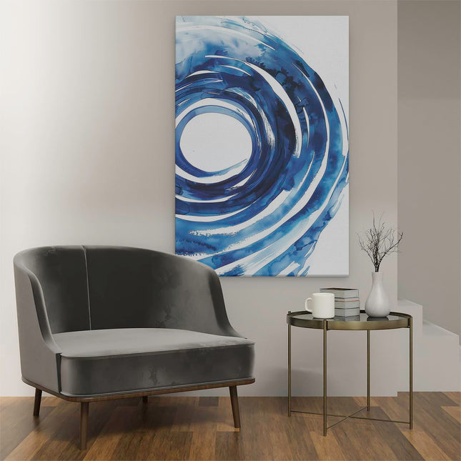 Canvas schilderij interieur Werveling van Blauwe Verf op een Witte Achtergrond