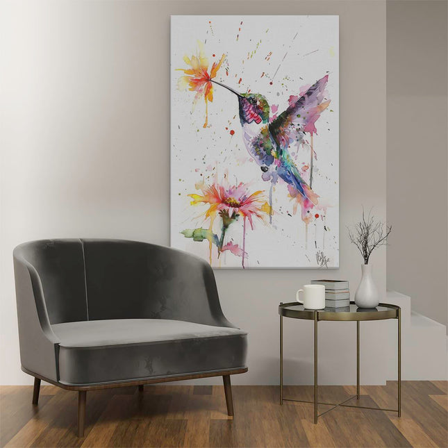 Canvas schilderij interieur Aquarelkunstwerk van een Kolibrie
