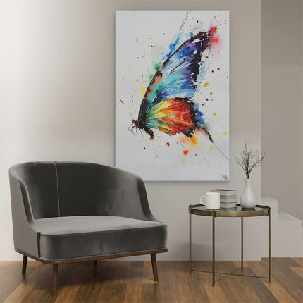 Canvas schilderij interieur Aquarelkunstwerk van een Kleurrijke Vlinder