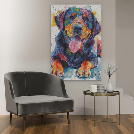 Canvas schilderij interieur Kleurrijk Kunstwerk van een Rottweilerhond