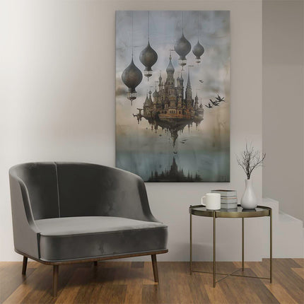 Canvas schilderij interieur Afbeelding van een Kasteel dat in het Water Drijft