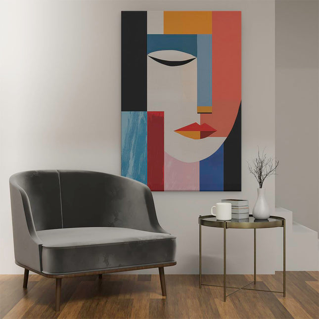 Canvas schilderij interieur Vrouwengezicht met Verschillende Kleuren