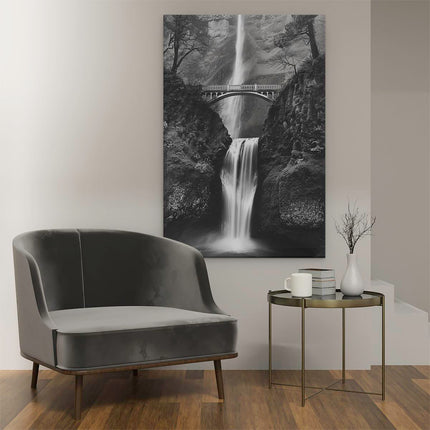 Canvas schilderij interieur Brug over een Waterval