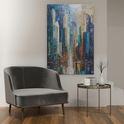 Canvas schilderij interieur Abstract Kunstwerk van de Skyline van een Stad