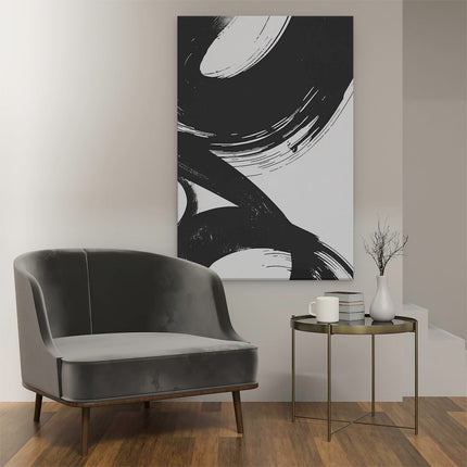 Canvas schilderij interieur Zwart Witte Penseelstreken op een Witte Achtergrond
