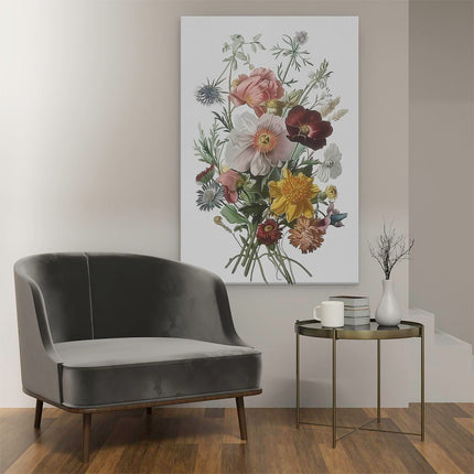 Canvas schilderij interieur Boeket Bloemen in een Vaas