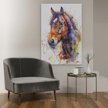 Canvas schilderij interieur Aquarelkunstwerk van een Paard