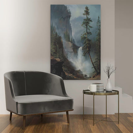 Canvas schilderij interieur Kunstwerk van een Waterval in Yosemite