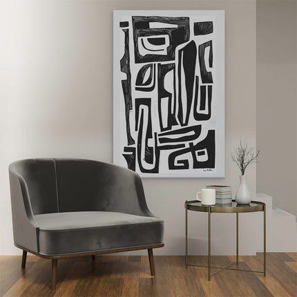 Canvas schilderij interieur Abstracte Zwart Wit Tekening