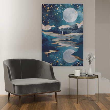 Canvas schilderij interieur De Maan Wordt Weerspiegeld in het Water