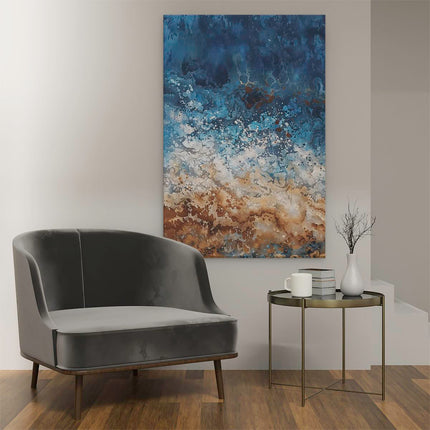 Canvas schilderij interieur Abstract Kunstwerk van een Blauwe en Bruine Oceaan