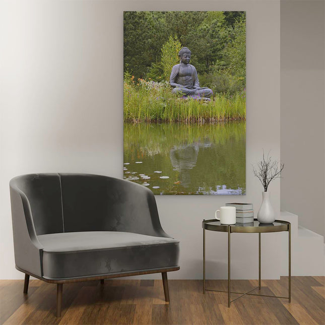 Canvas schilderij interieur Boeddha met Spiegeling