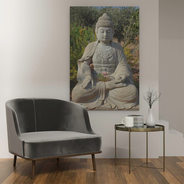 Canvas schilderij interieur Boeddha met Bamboe