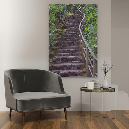 Canvas schilderij interieur Stenen Trap naar Boven
