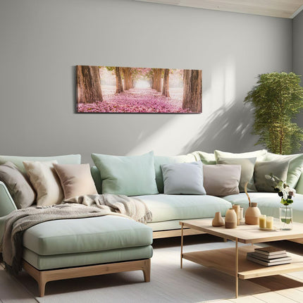 Canvas Schilderij Woonkamer Schilderij Fuji Berg Met Roze Bloesembomen - Bloemen