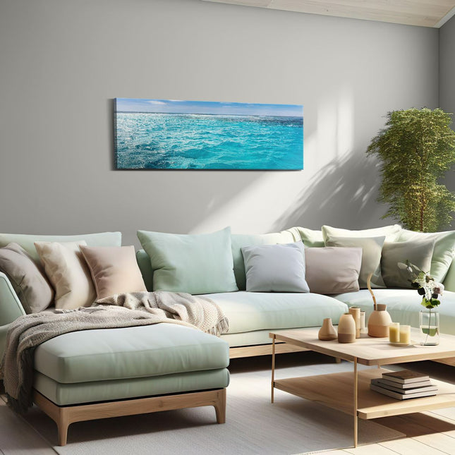 Canvas Schilderij Woonkamer Schilderij Houten Promenade die naar het Strand Leidt