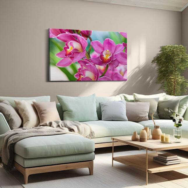Canvas schilderij woonkamer Licht Paarse Orchidee Bloemen 