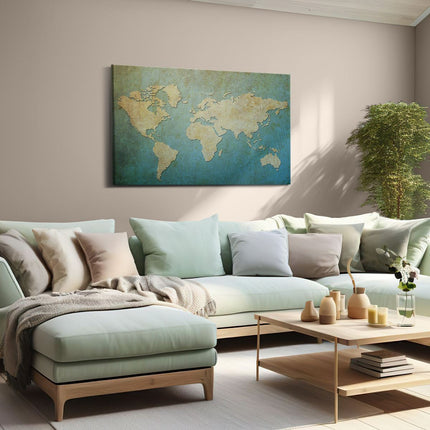 Canvas schilderij woonkamer Oude Wereldkaart 