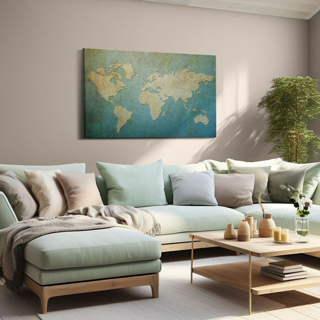Canvas schilderij woonkamer Oude Wereldkaart 