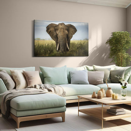 Canvas schilderij woonkamer Olifant In Het Wild - Kleur