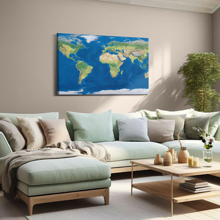 Canvas schilderij woonkamer Wereldkaart