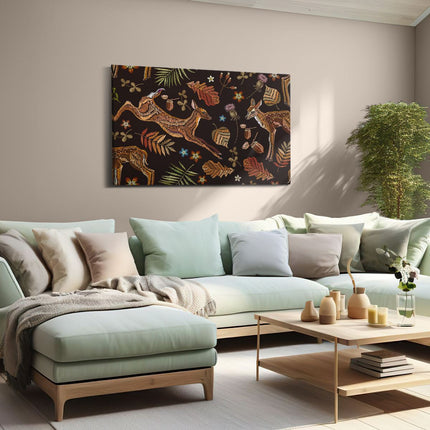 Canvas schilderij woonkamer Herfst Achtergrond Met Herten - Abstract