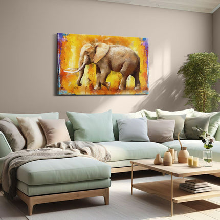 Canvas schilderij woonkamer Geschilderde Olifant Olieverf - Abstract