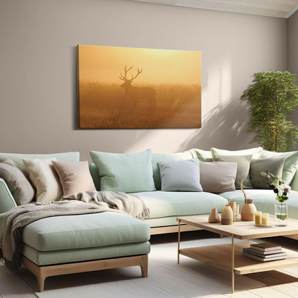 Canvas schilderij woonkamer Hert Tijdens De Mist