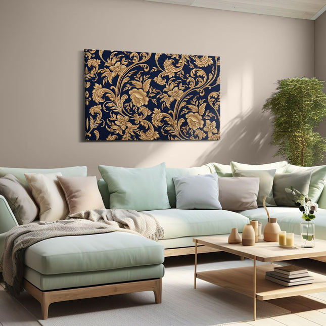 Canvas schilderij woonkamer Decoratieve Gouden Bloemen Achtergrond