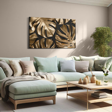 Canvas schilderij woonkamer Gouden Bladeren