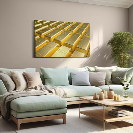 Canvas schilderij woonkamer Goudstaven Op Een Rij