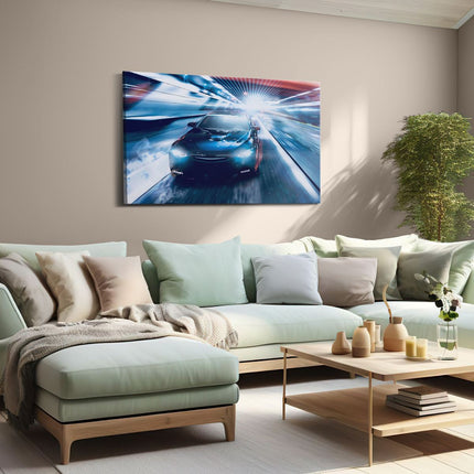 Canvas schilderij woonkamer Zwarte Sportwagen Auto - Abstract