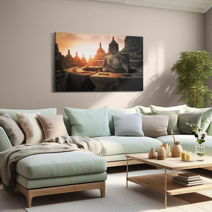Canvas schilderij woonkamer Boeddha Beeld In Een Tempel