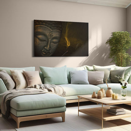 Canvas schilderij woonkamer Boeddha Beeld Met Wierook