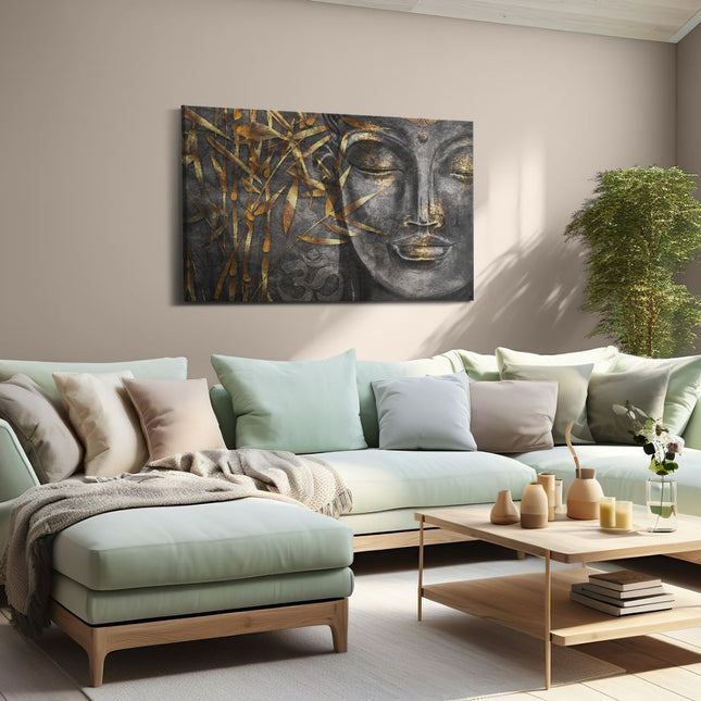 Canvas schilderij woonkamer Gouden Boeddha Van Aquarel - Abstract