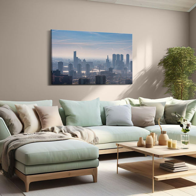 Canvas schilderij woonkamer Rotterdamse Skyline