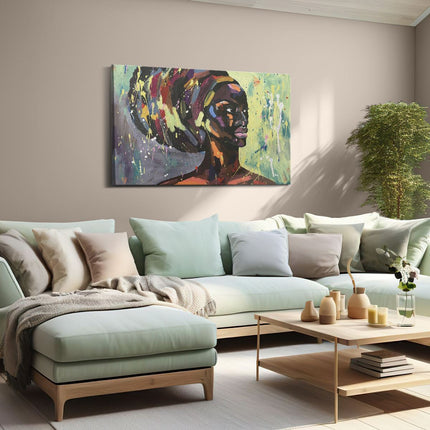Canvas schilderij woonkamer Getekende Afrikaanse Vrouw - Abstract