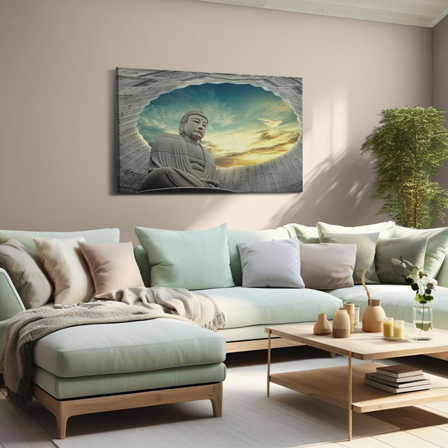 Canvas schilderij woonkamer Boeddha Beeld In Het Park