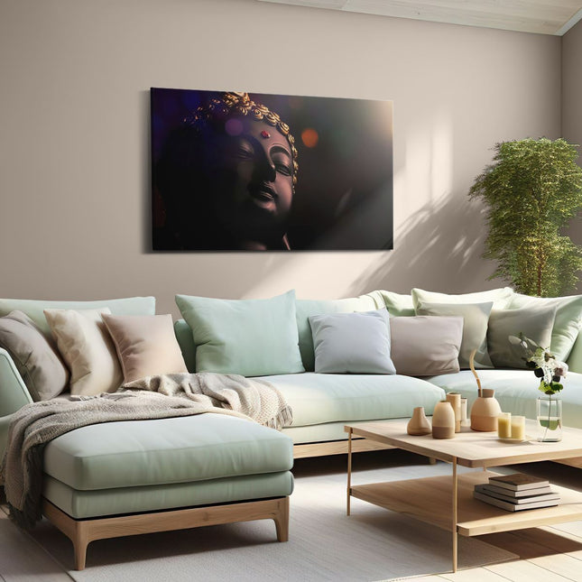 Canvas schilderij woonkamer Boeddha Beeld Met Gouden Sierraden
