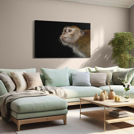 Canvas schilderij woonkamer Apenkop Met Zijn Tong Uit - Aap