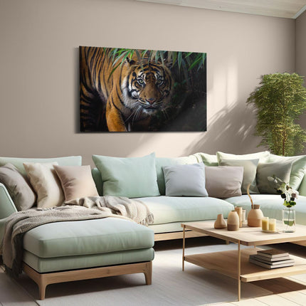 Canvas schilderij woonkamer Tijger In De Jungle