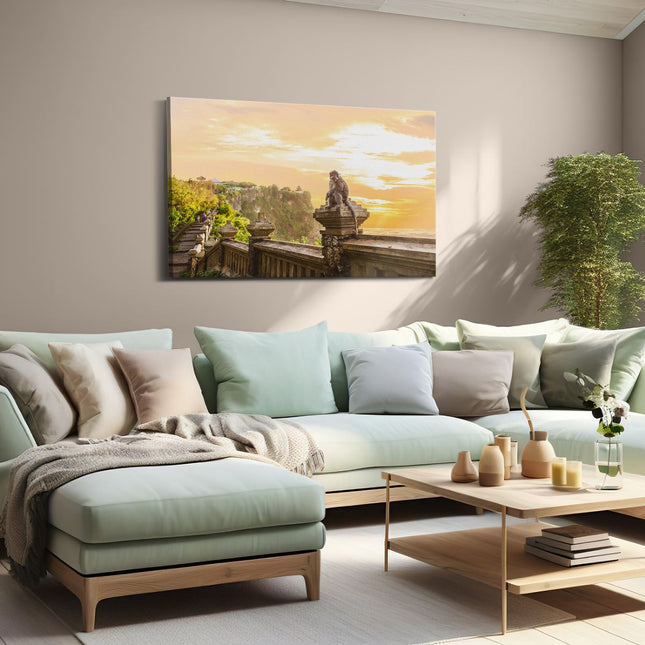 Canvas schilderij woonkamer Aap Op De Uluwatu Tempel In Bali