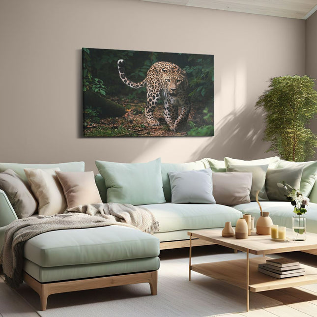 Canvas schilderij woonkamer Luipaard In Het Bos