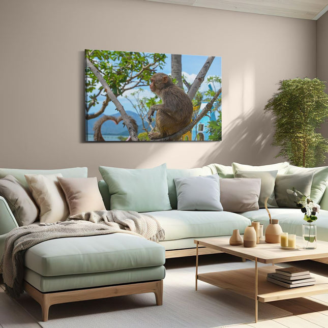 Canvas schilderij woonkamer Aap In De Boom