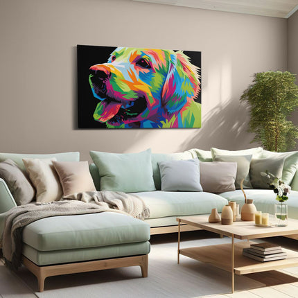 Canvas schilderij woonkamer Kleurrijke Hond - Abstract