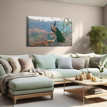 Canvas schilderij woonkamer Pauw In De Bomen
