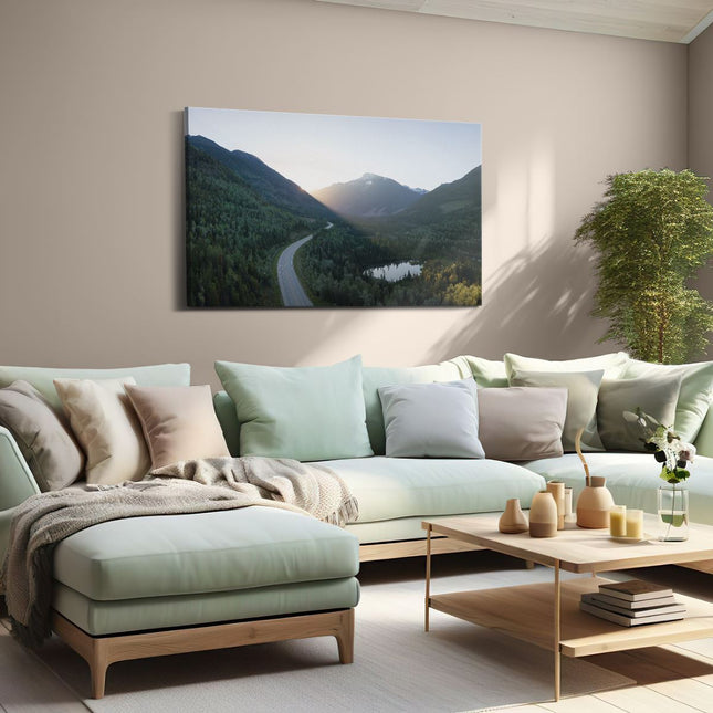 Canvas schilderij woonkamer Weg Door Het Bergen Landschap 