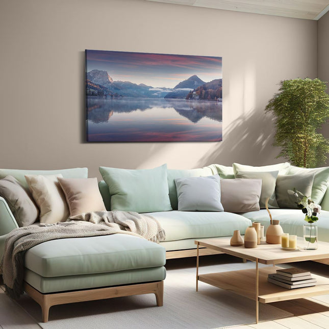 Canvas schilderij woonkamer Meer In De Bergen