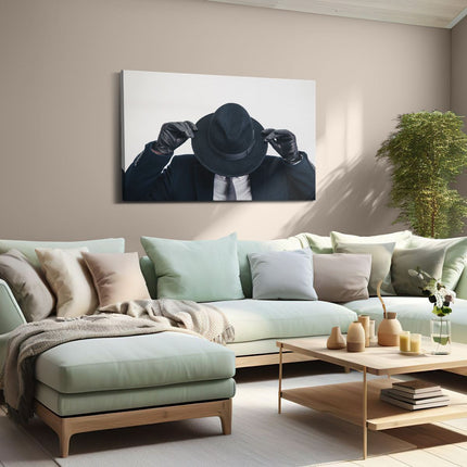 Canvas schilderij woonkamer Zakenman Met Een Zwart Hoedje